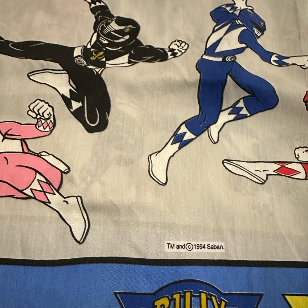 VTG 1994 Mighty Morphin Power  Rangers  Twin  Flat Sheet Fabric Bedding
